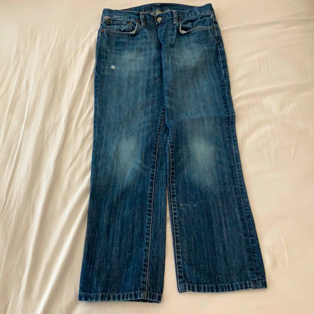 light blue, good condition denim & supply